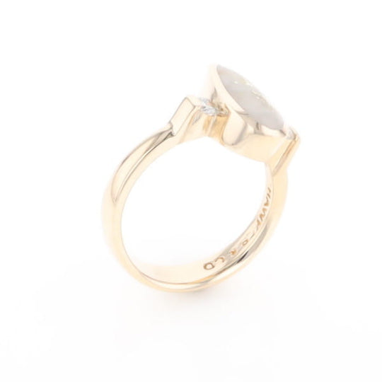 Gold Quartz Ring Pear Shape Inlaid with .18ctw Round Diamonds