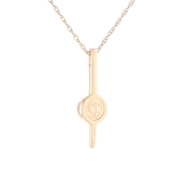 Gold Quartz Necklace Bar Design Round Fine Quality Inlaid Pendant