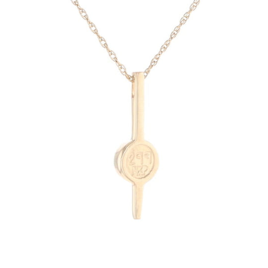 Gold Quartz Necklace Bar Design Round Fine Quality Inlaid Pendant