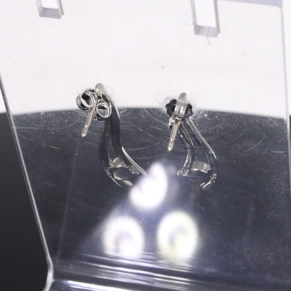 Opal Earrings Round Inlaid Double Curved Bar Design Studs