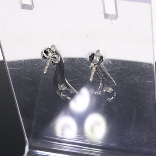 Opal Earrings Round Inlaid Double Curved Bar Design Studs