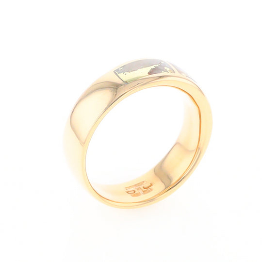 Gold Quartz Ring 3 Section Rectangle Inlaid Band