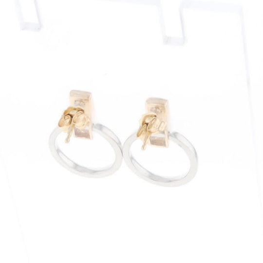 Gold Quartz Rectangle Inlaid Knocker Earrings - G2