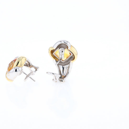 Two-Tone Checkerboard Citrine Earrings