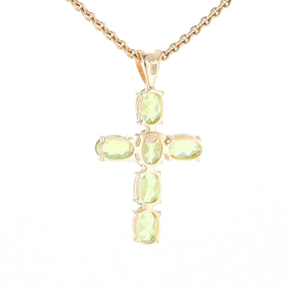 Oval Peridot Cross Pendant