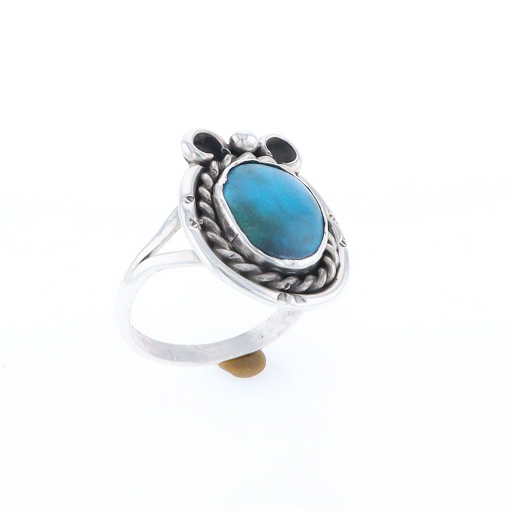 Native Turquoise Rope Design Ring