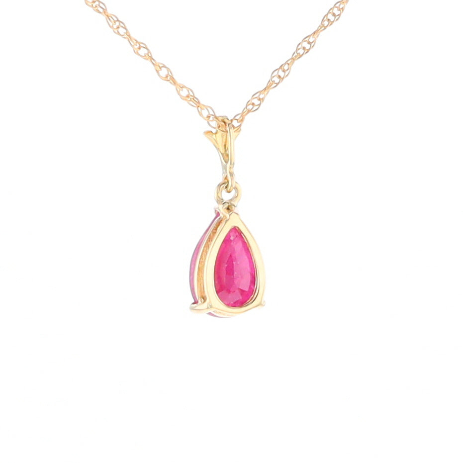 Pear Ruby Solitaire Necklace