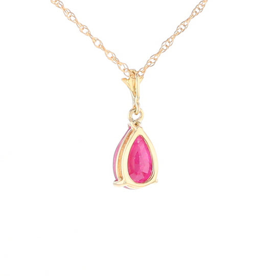 Pear Ruby Solitaire Necklace