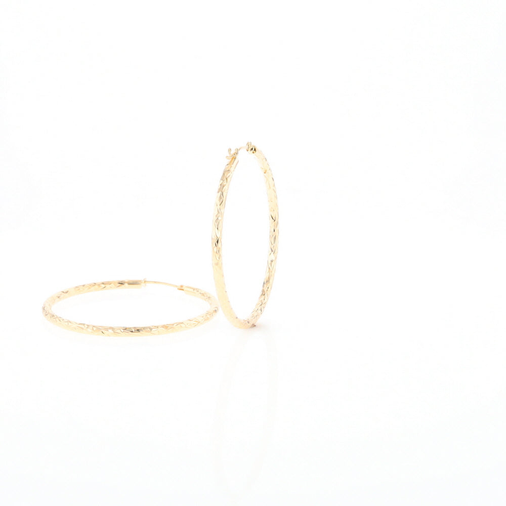 Textured Hollow Diamond Cut Hoop Earrings