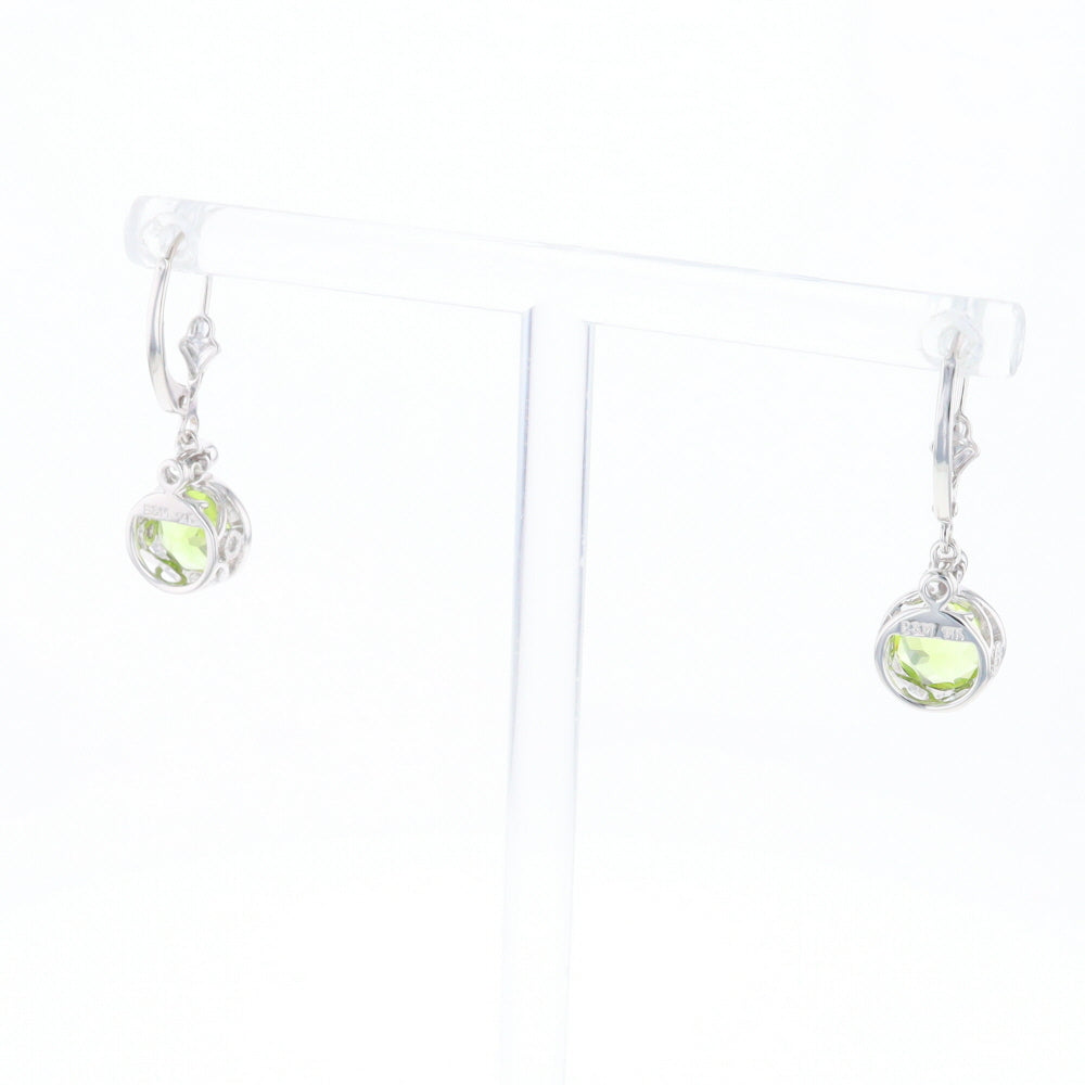 Peridot Dangle Earrings with Diamond Accents