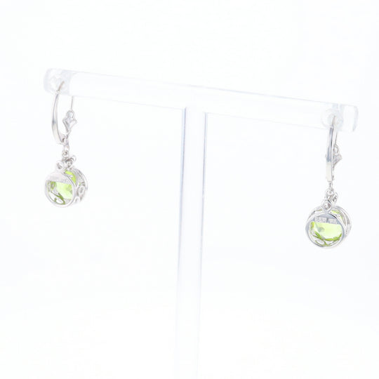 Peridot Dangle Earrings with Diamond Accents
