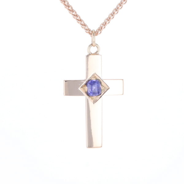 Cross Pendant with Purple Sapphire