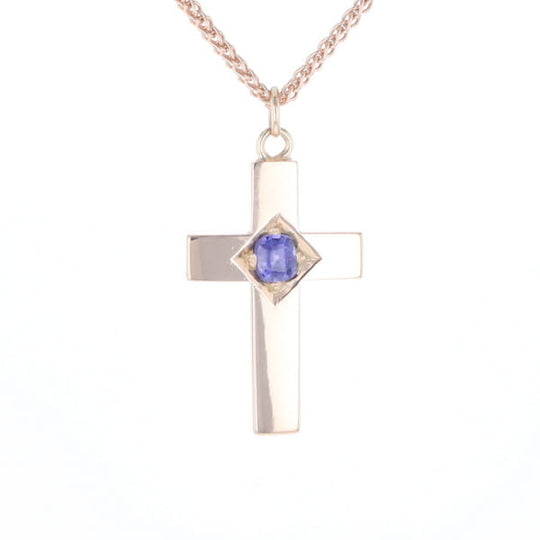Cross Pendant with Purple Sapphire