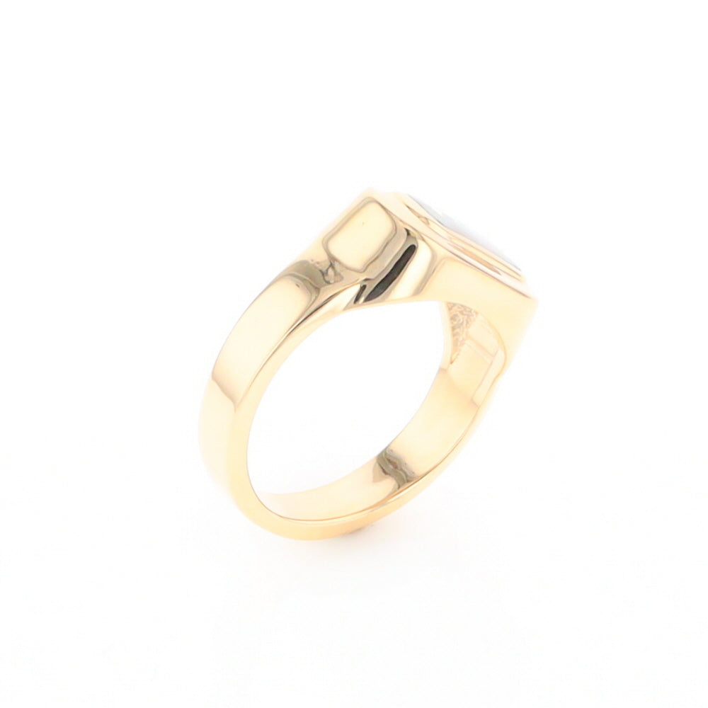 Gold Quartz Ring Oval Inlaid Design - G2