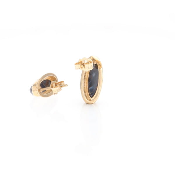 Natural pietersite oval inlaid milgrain earrings