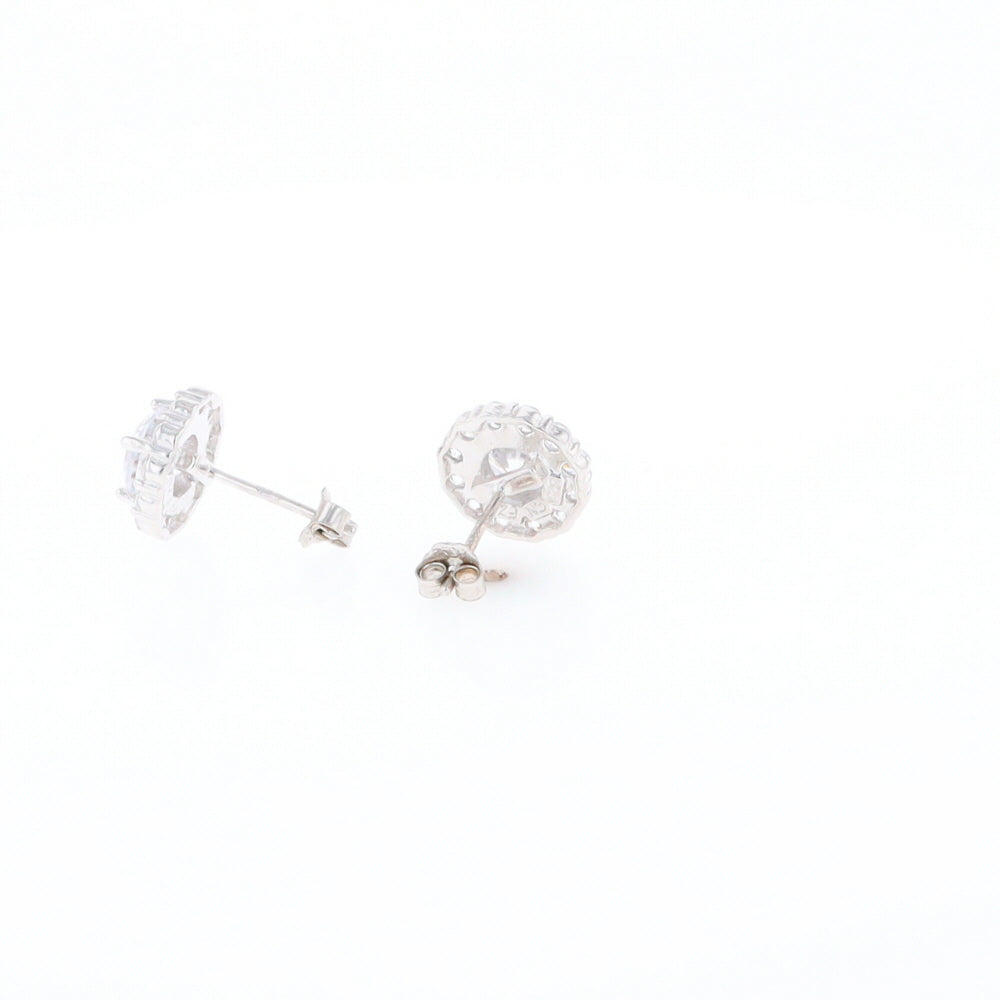 Cubic Zirconia Halo Stud Earrings