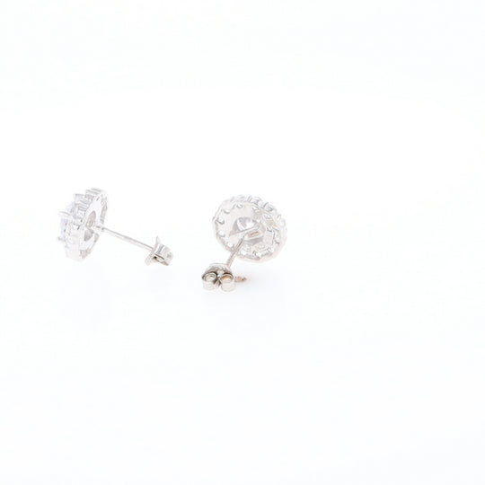 Cubic Zirconia Halo Stud Earrings