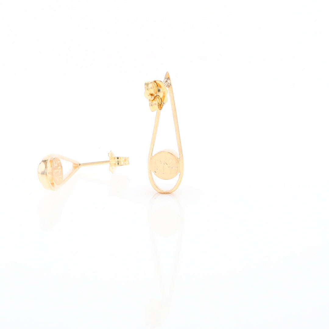 Gold Quartz Round Inlaid Teardrop Earrings - G2