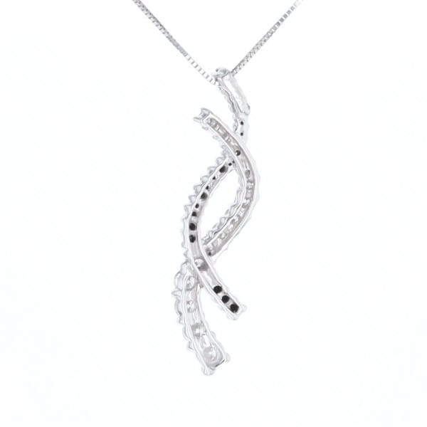 Ribbon Necklace With Black and White Diamonds