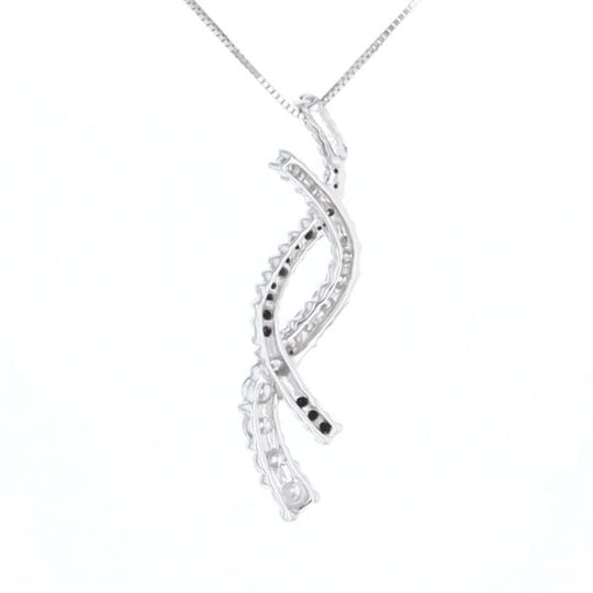 Ribbon Necklace With Black and White Diamonds