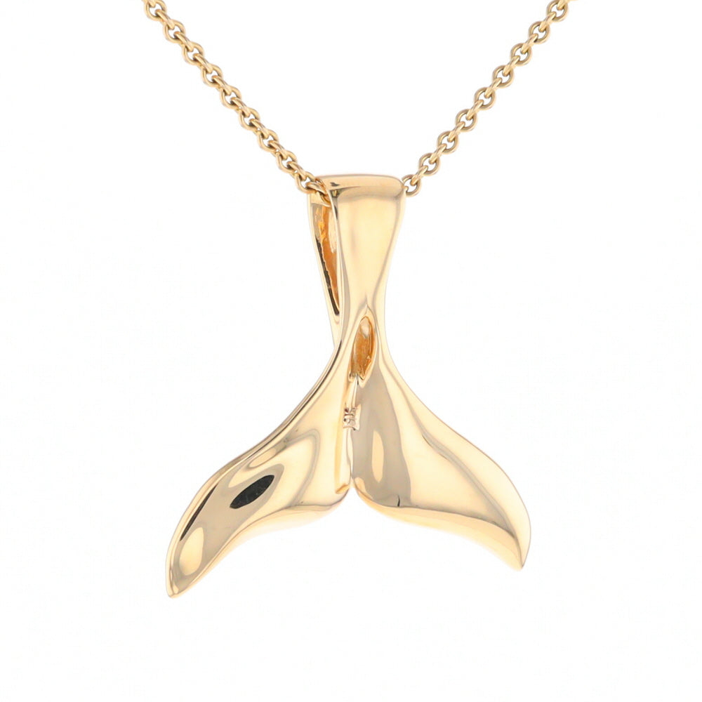 Whale Tail Natural Gold Quartz Single Side Inlaid Pendant