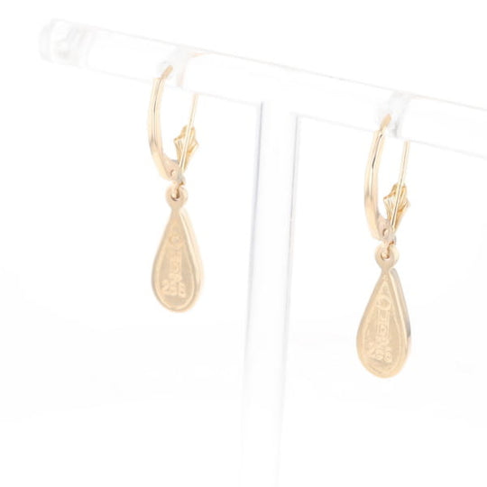 Gold Quartz Earrings Tear Drop Inlaid Lever Backs - G2