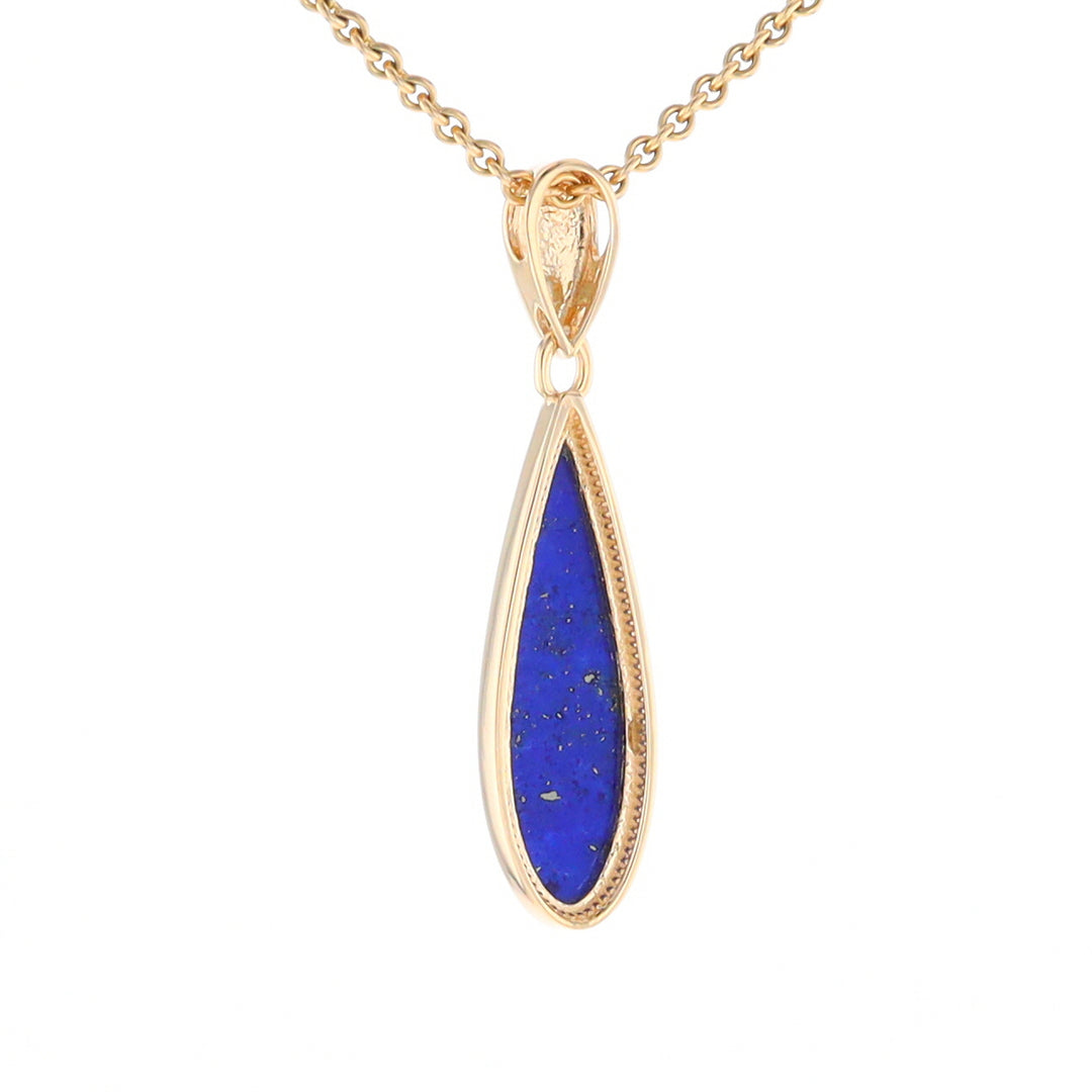 Lapis Tear Drop Inlaid Design Pendant