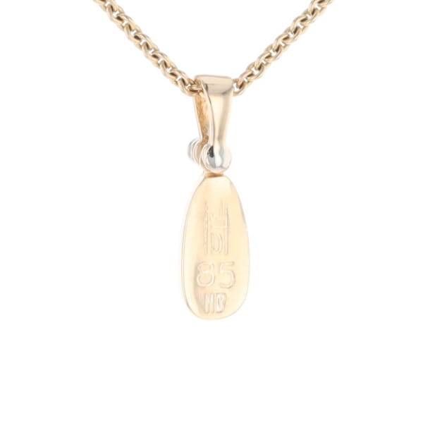 Gold Quartz Necklace Pear Shape Inlaid Pendant with .02ct Diamond