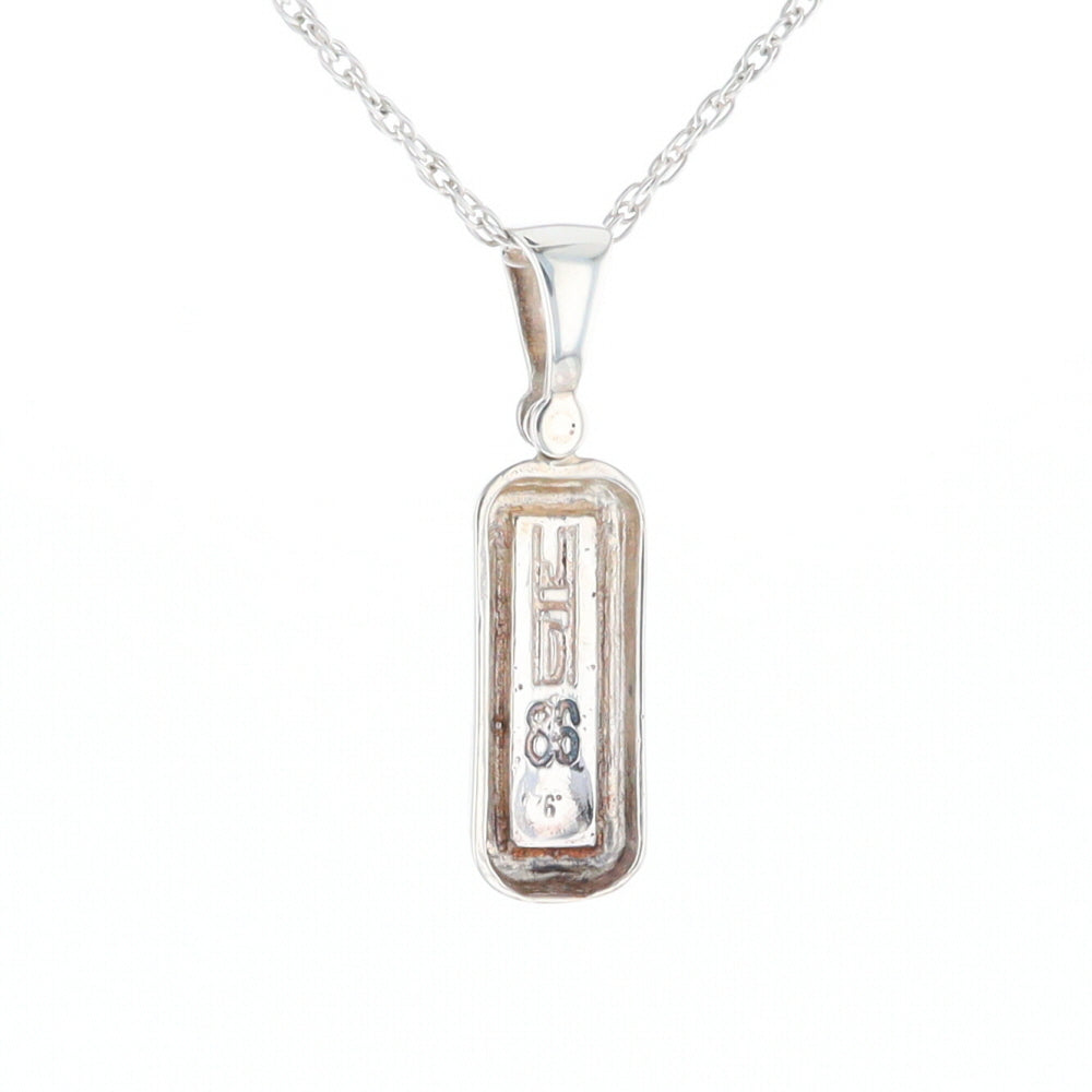 Sterling Silver Gold Quartz Invlaid Rectangle Bar Pendant - G3