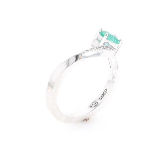 Emerald Twist Ring with Diamond Accents