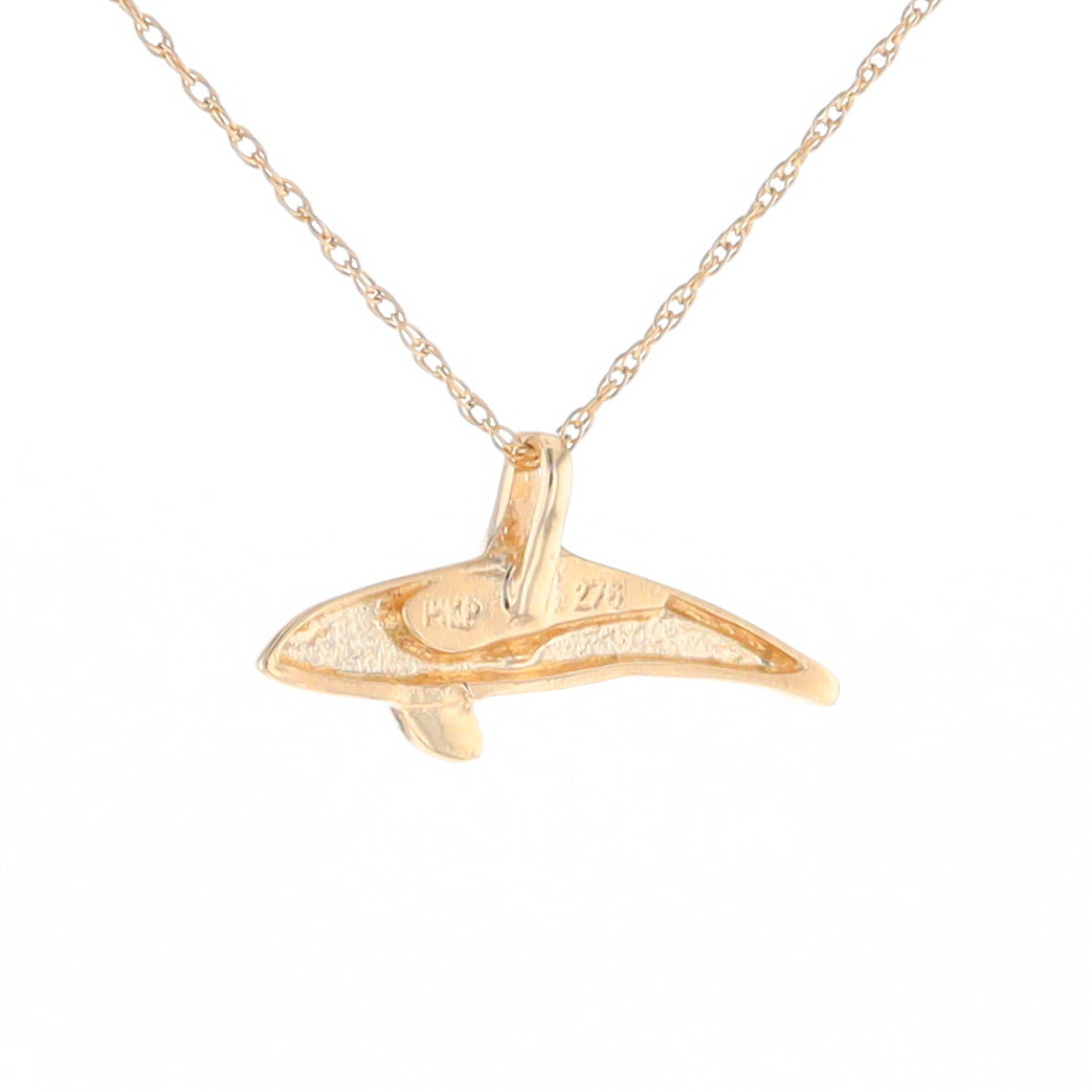 Gold Quartz Necklace Orca Killer Whale Inlaid Sea Life Pendant