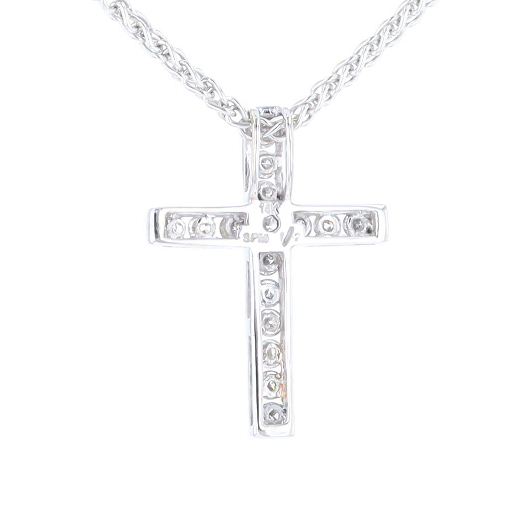 Channel Set Diamond Cross Pendant