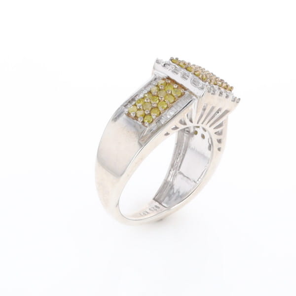 Yellow and White Diamond Filigree Design Ring