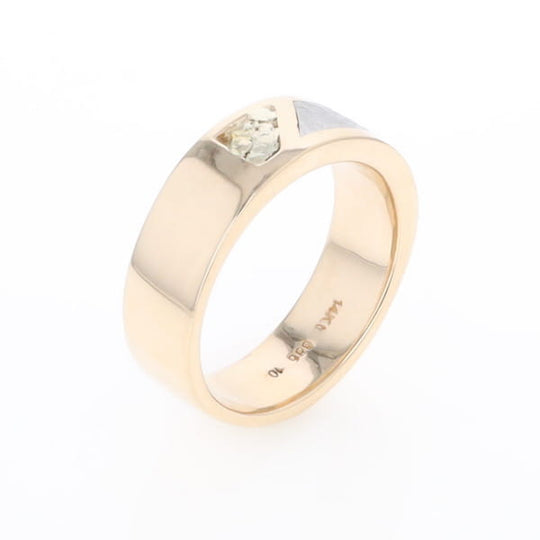 Meteorite Ring, Center Inlaid & Natural Nugget Sides
