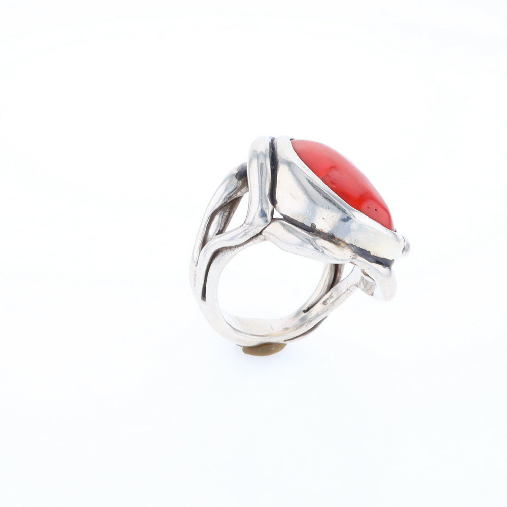 Native Oval Coral Free Form Ring