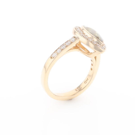 Marquise Gold Quartz Inlaid Ring with 0.65ctw Diamond Halo