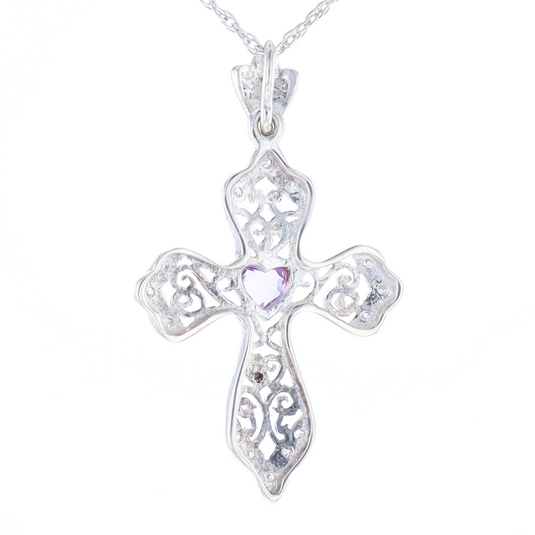 Heart Amethyst Cross Pendant