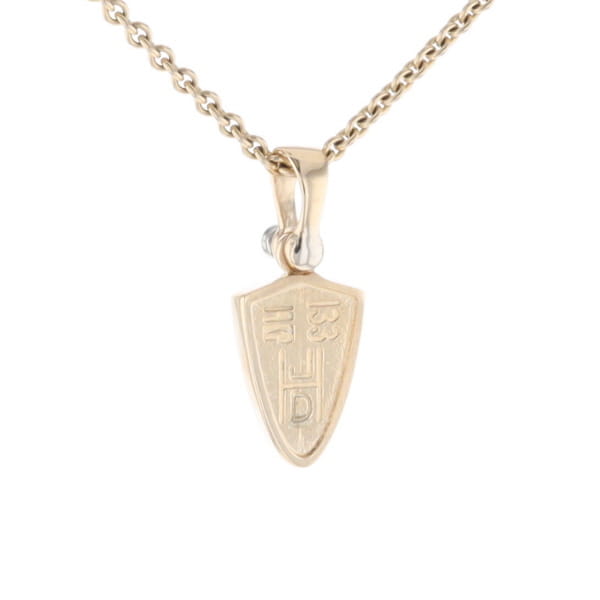 Gold Quartz Pendant Shield Shape Inlaid Pendant with .02ct Diamond