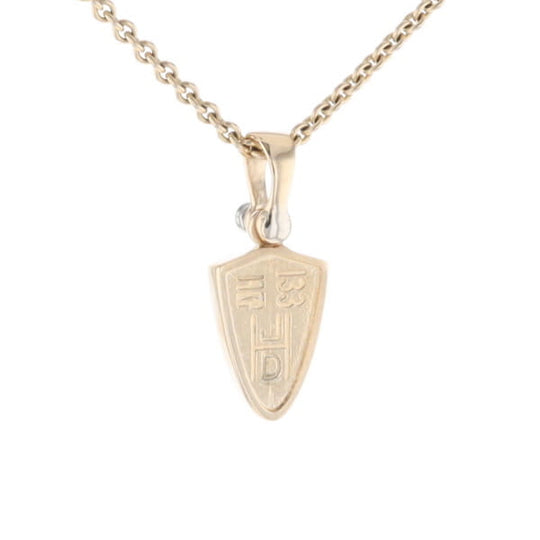Gold Quartz Pendant Shield Shape Inlaid Pendant with .02ct Diamond