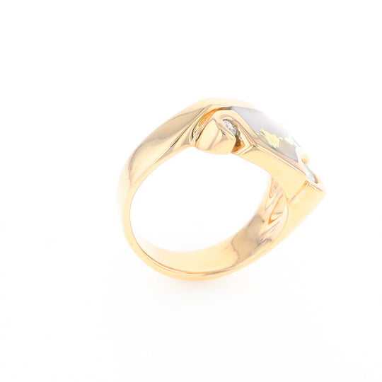 Gold Quartz Ring Geometric Shape Inlaid with 0.30ctw Round Diamonds