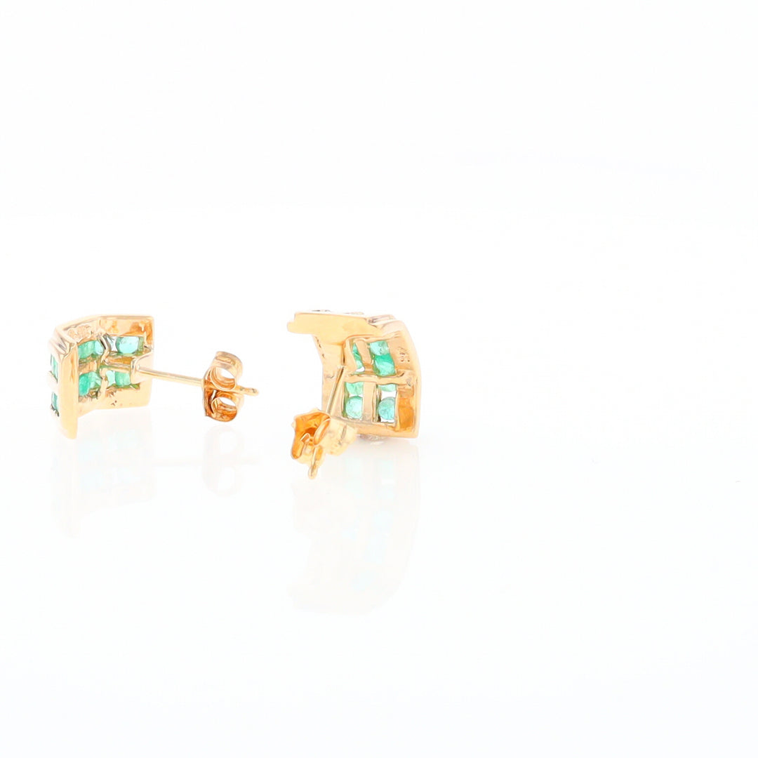 Semi-Hoop Channel Emerald Earrings