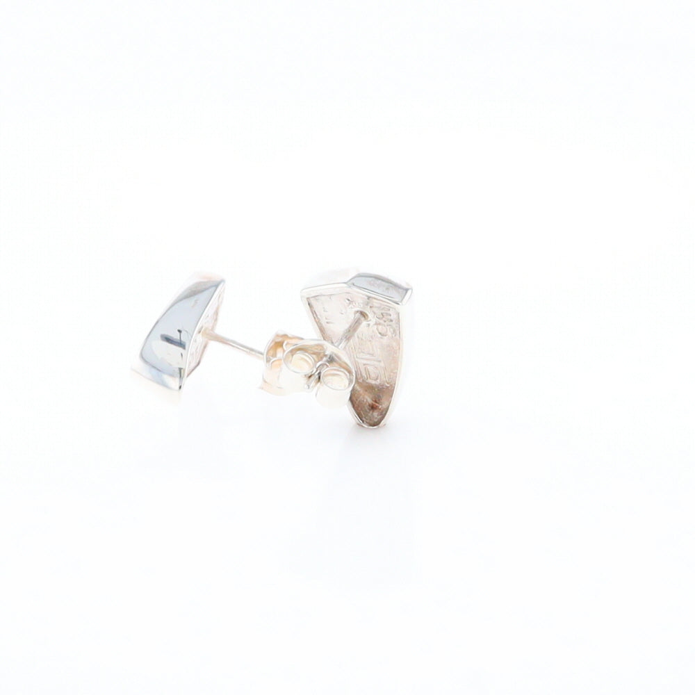 Sterling Silver Gold Quartz Inlaid Shield Stud Earrings - G3