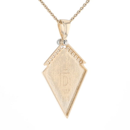 Gold Quartz Necklace Kite Shape Inlaid Pendant with .27ctw Diamonds