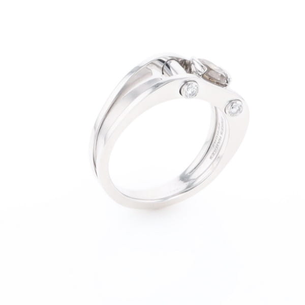 Men's Contemporary White Gold Industrial Brown Diamond Ring