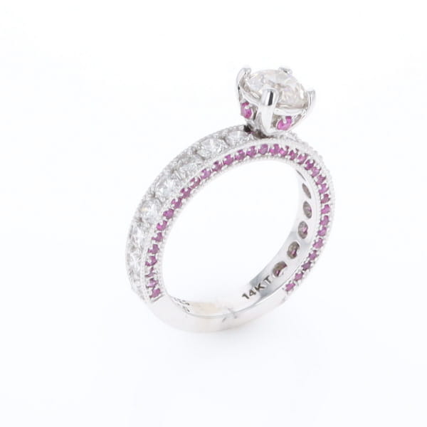 Diamond and Pink Sapphire Engagement Ring