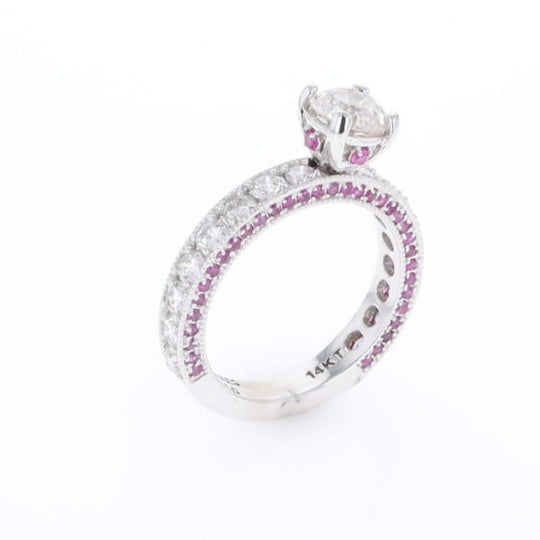 Diamond and Pink Sapphire Engagement Ring
