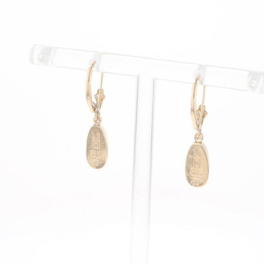 Gold Quartz Earrings Tear Drop Inlaid Lever Backs