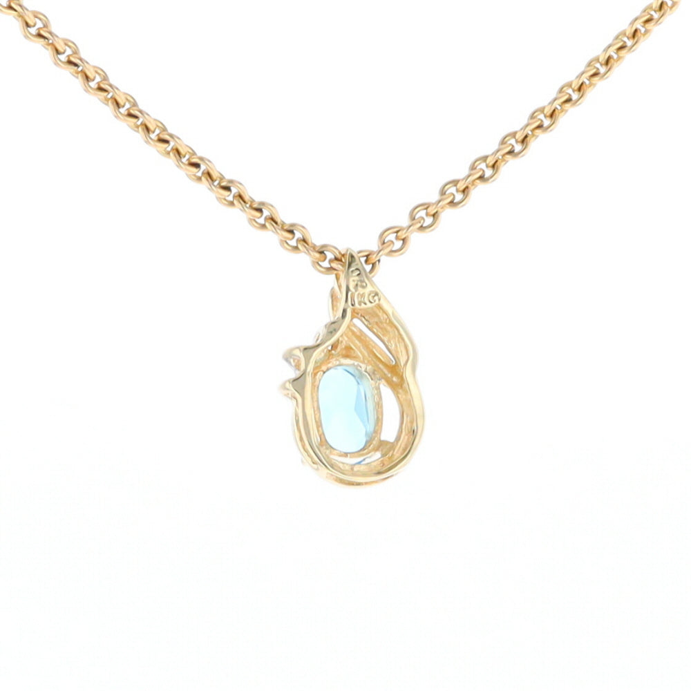 Pear Blue Topaz Diamond Pendant