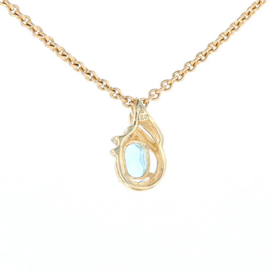 Pear Blue Topaz Diamond Pendant