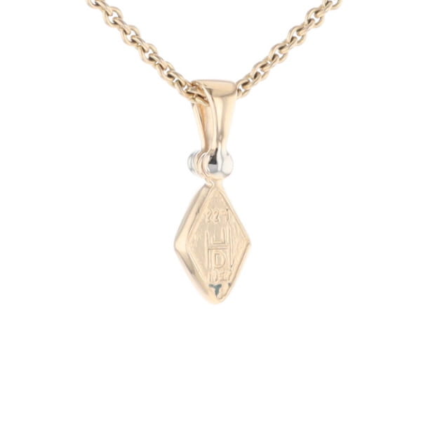 Gold Quartz Necklace Diamond Shape Inlaid Pendant with .02ct Diamond